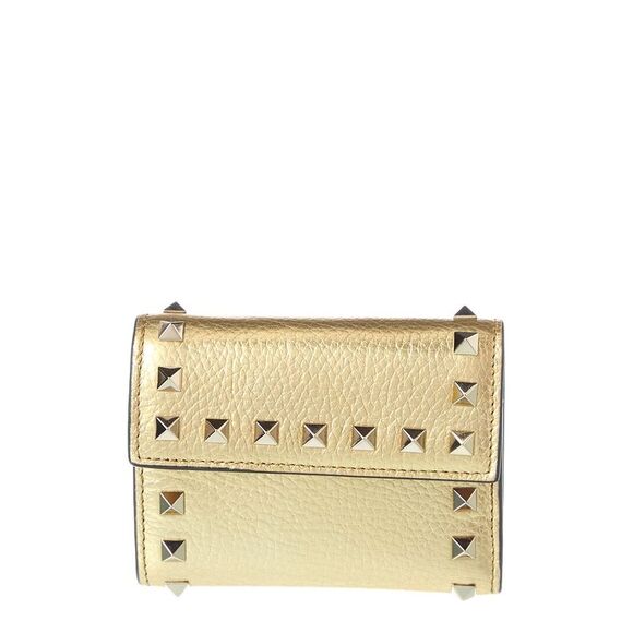 Valentino Rockstud Grainy Leather Trifold Wallet - Picture 1 of 5